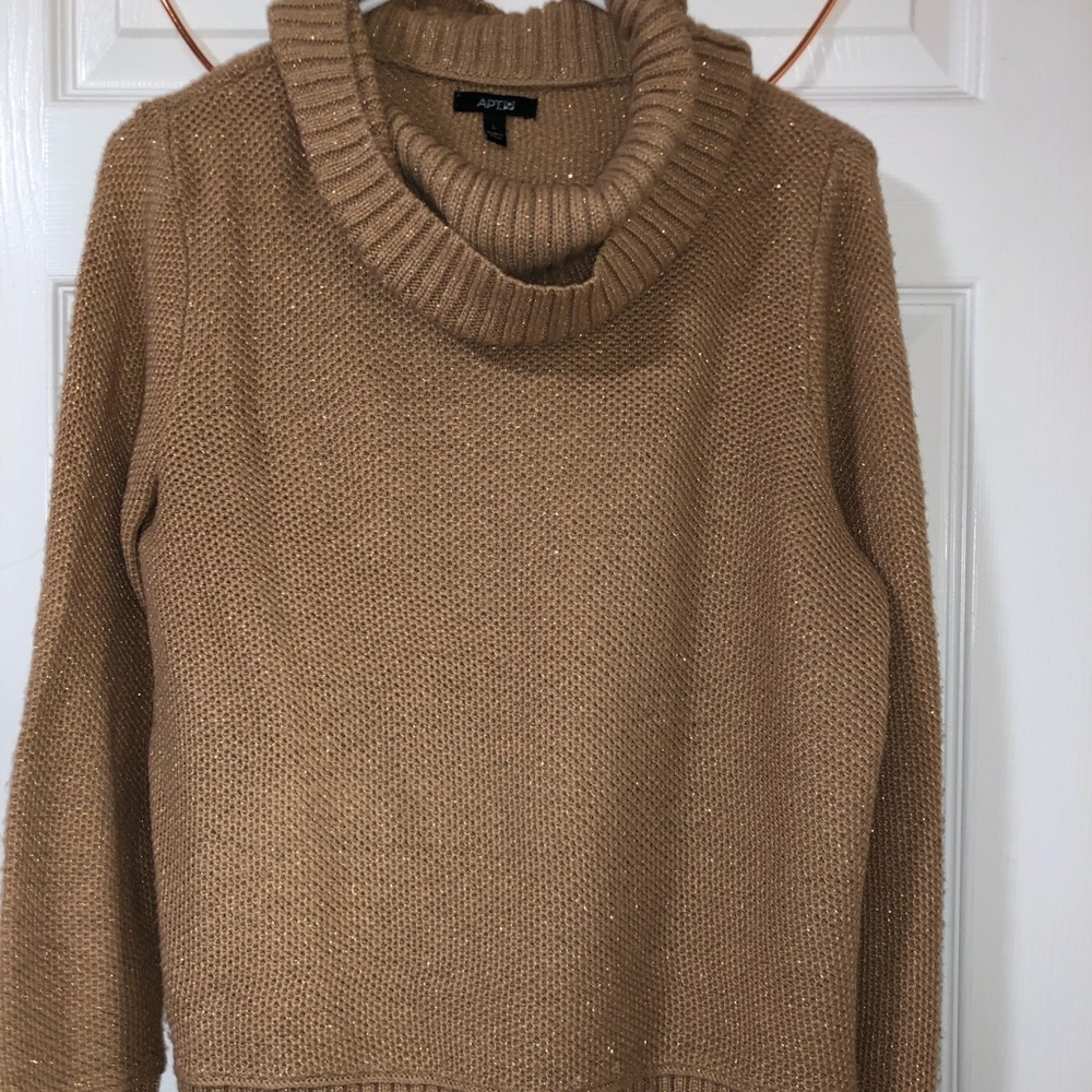 Gold/tan sweater with gold sparkles